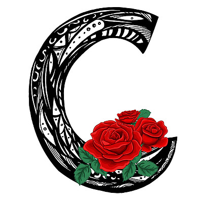 字母玫瑰字体设计素材免费下载