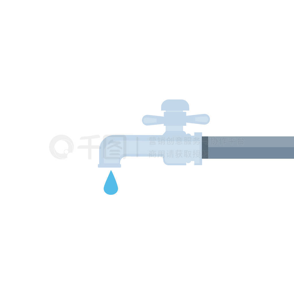 Water tap faucet with drop. raster illustration