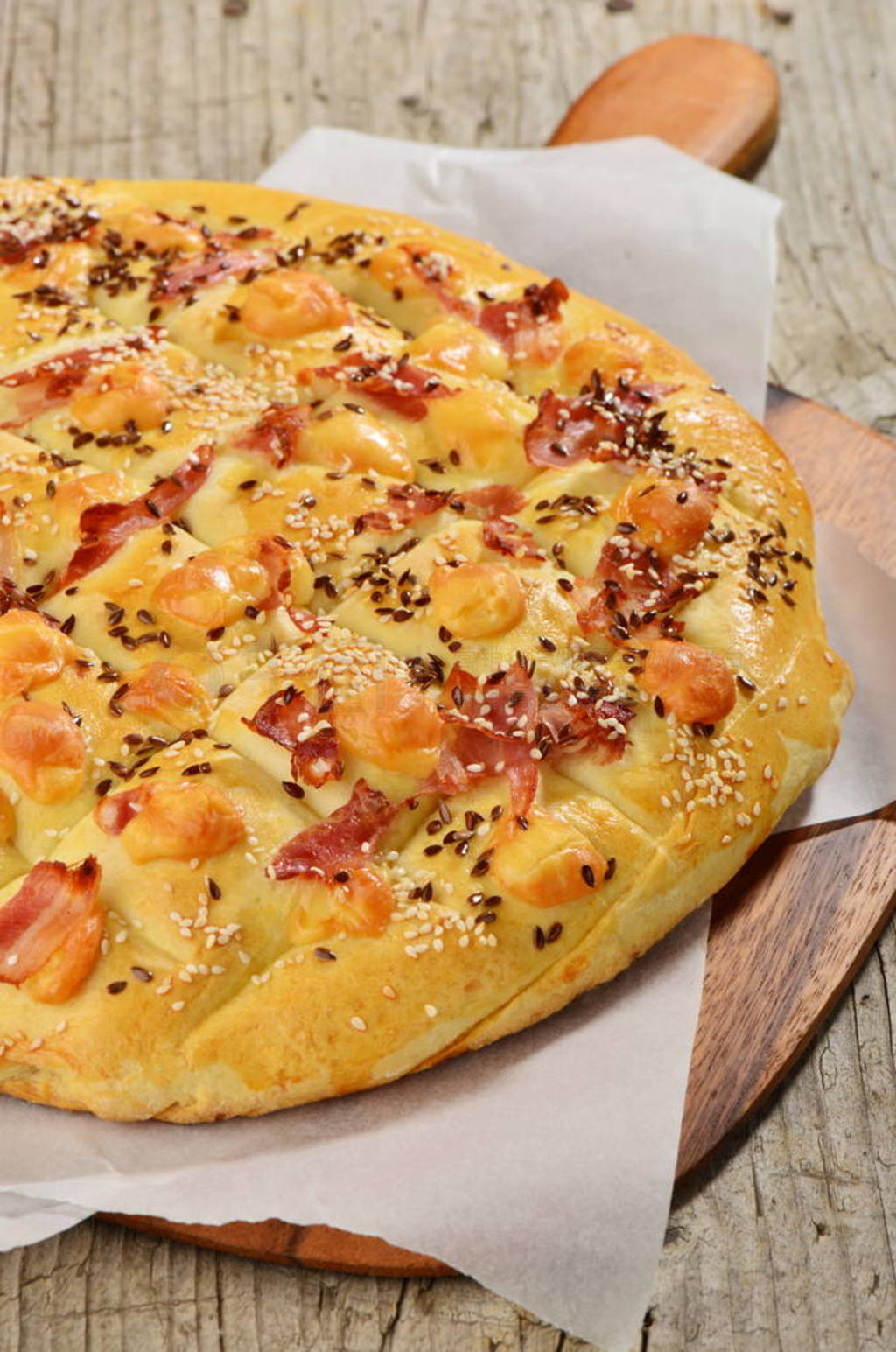 Delicious freshly baked traditional Italian focaccia bread