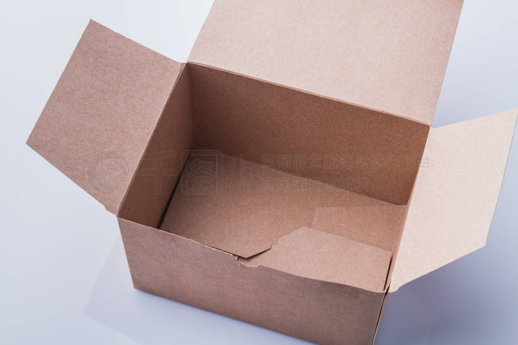 Empty packaging cardboard carton box, top view.