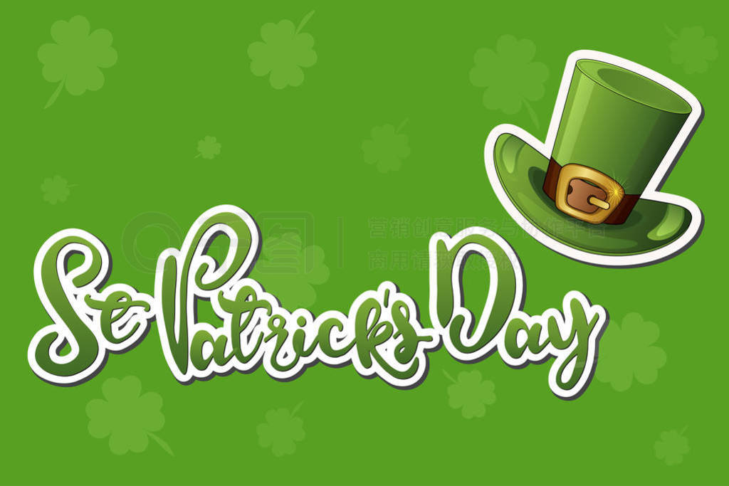 s Day Vector isolated illustration with hat on green background