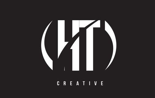 ht h t 白色字母标志设计与黑色背景