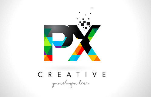 px p x 字母标志与彩色三角形纹理设计矢量