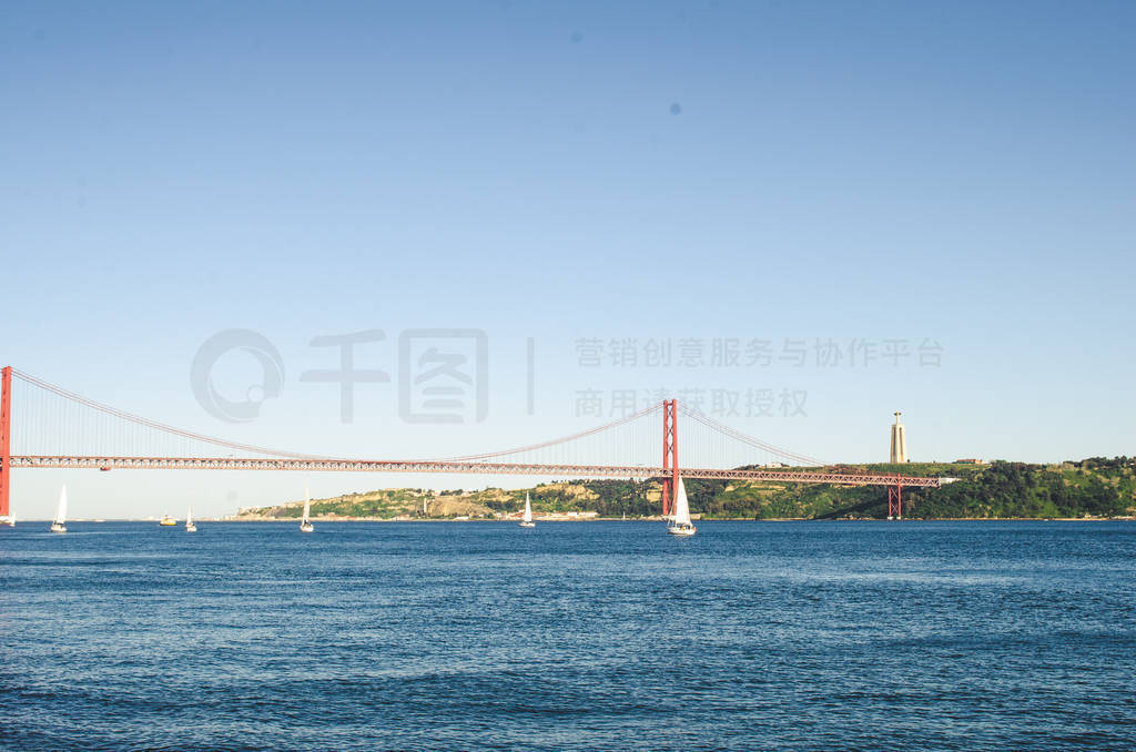 part of red 25 april bridge in Lisbon