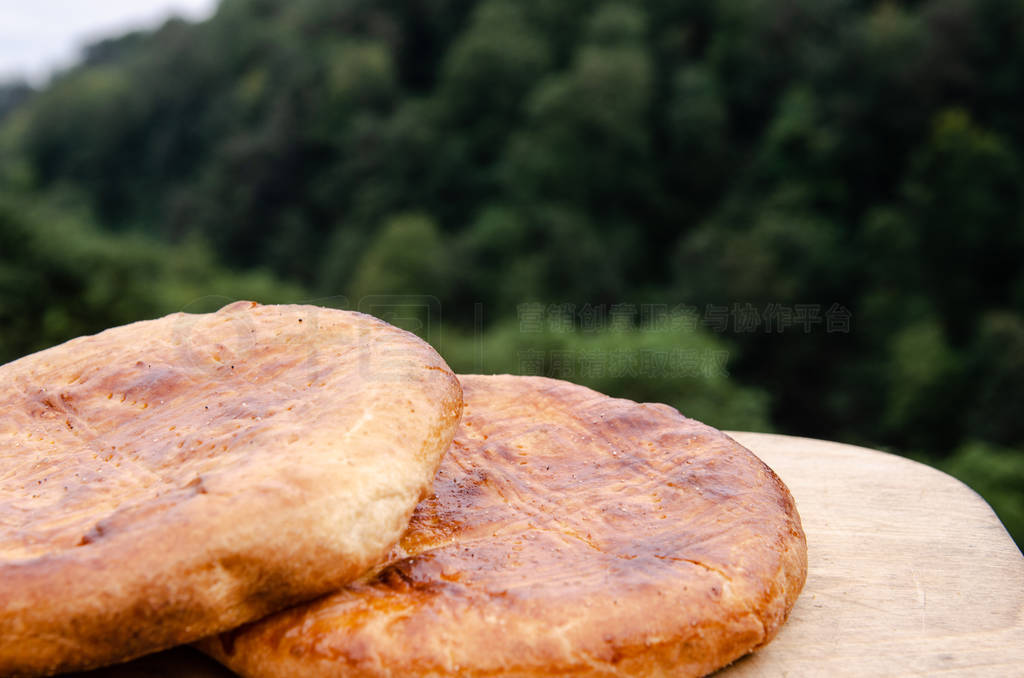 armenian traditional sweet gata on wooden board