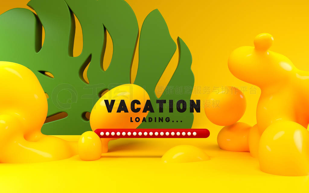 3d rendering illustration of vacation loading bar and abstract l