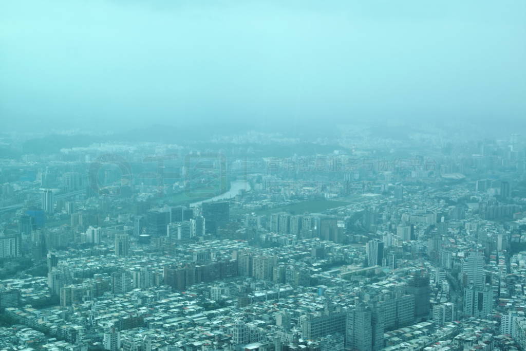 top view of Taipei cityscape from tallest building in Taiwan