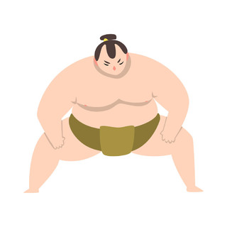 相扑选手人物, sumoist 运动员, 日本武术战斗机矢量插图白色背景