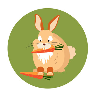 【卡通小兔子吃草】图片免费下载