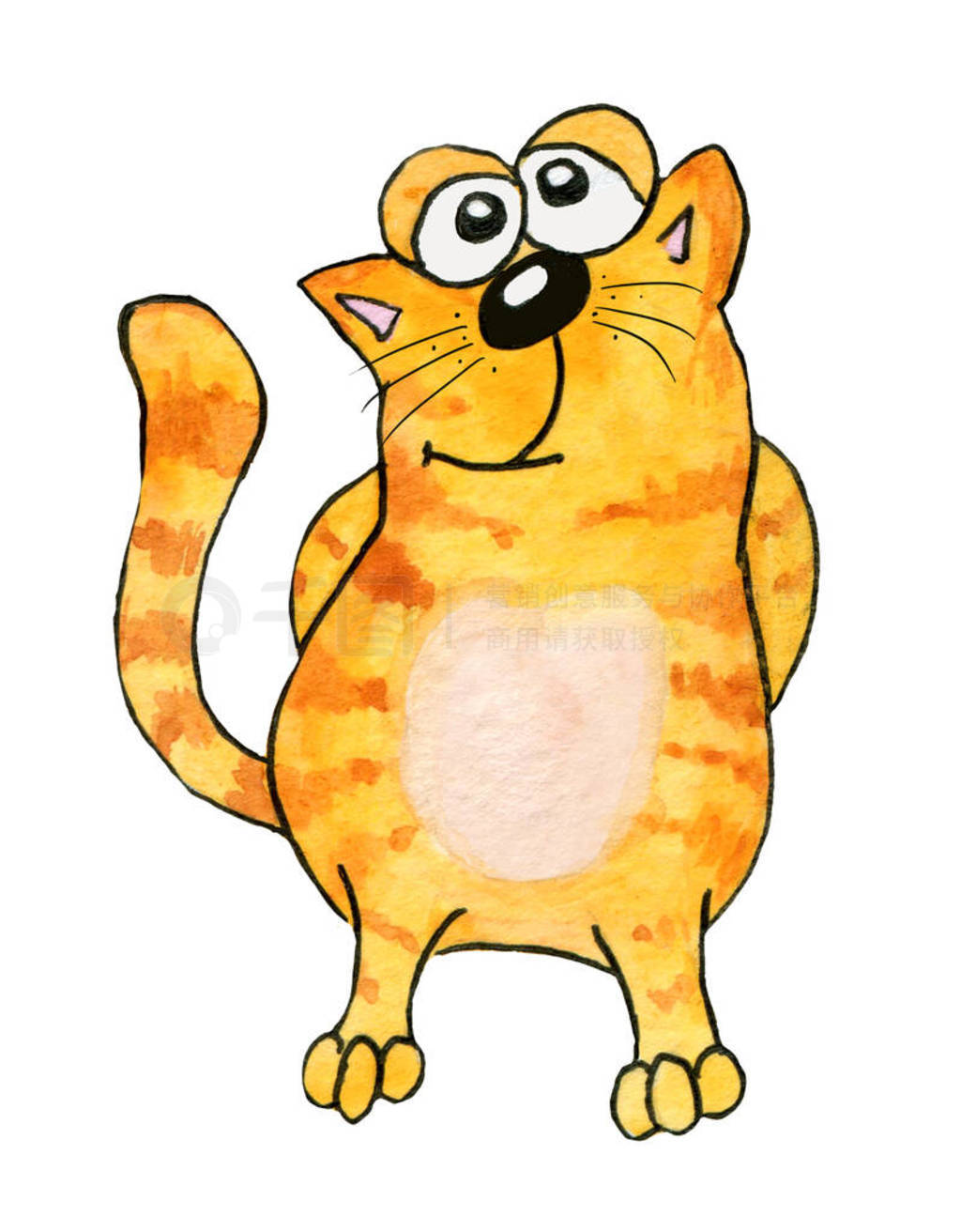 Orange, striped funny cats in cartoon style.