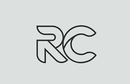 黑白字母表字母 rc r c 標誌組合設計適合公司或企業