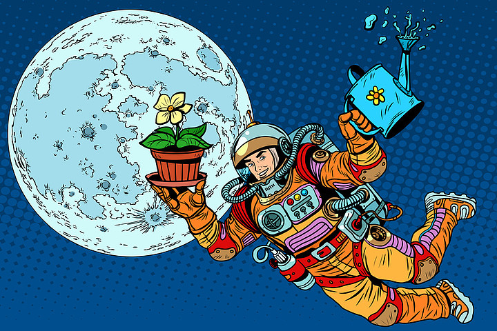 月球 宇航员 卡通背景图片免费下载