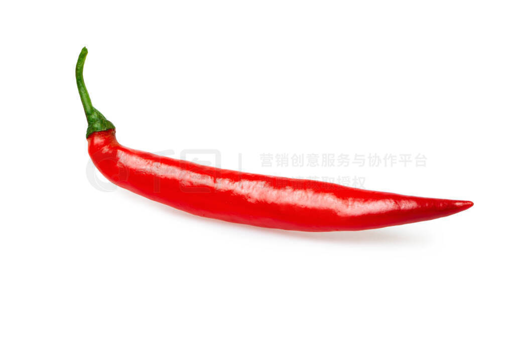 Closeup image of red hot chili cayenne pepper isolated at white