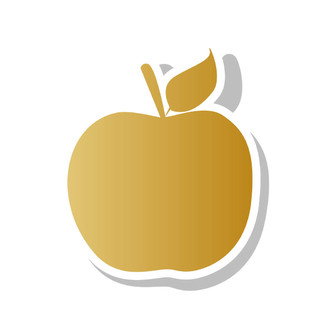 苹果标牌插图。向量。金色渐变图标随以白色