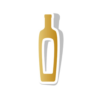 橄榄油瓶标志。向量。带白色 c 的金色渐变图标