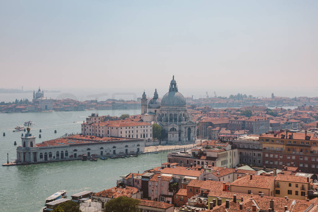 Panoramic view of Venice city and Basilica di Santa Maria della