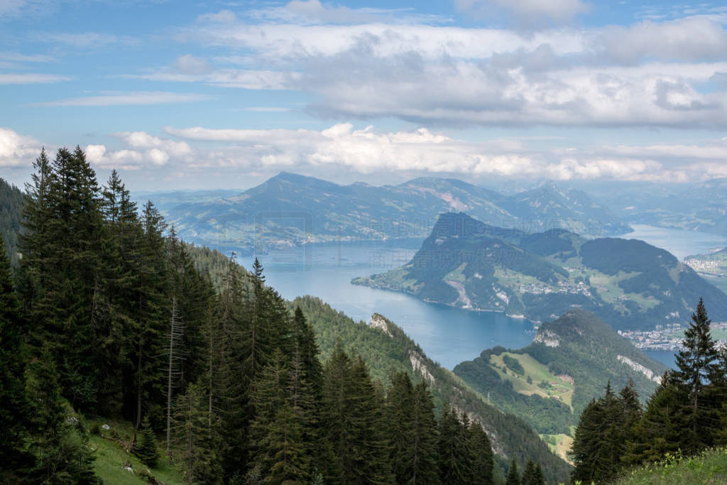 Panorama view of Lucerne lake and mountains scene in Pilatus of