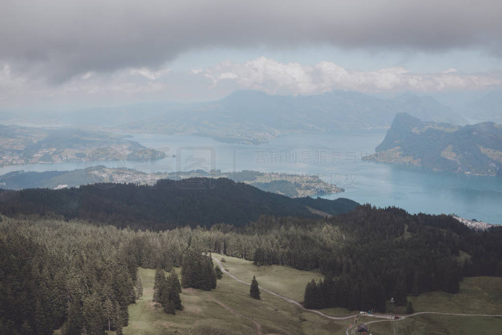 Panorama view od Lucerne lake and mountains scene in Pilatus of