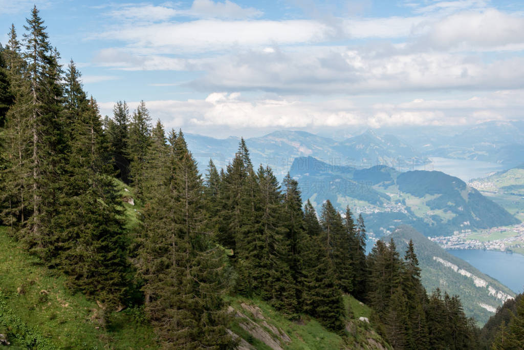 Panorama view of Lucerne lake and mountains scene in Pilatus of
