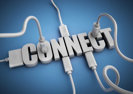 计算机电缆和插头将附加到 3d 文本标题连接
