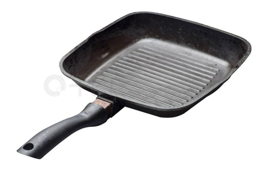 empty black grill iron pan with isolated on white background.