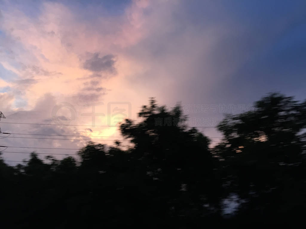 View from train window , Beautiful sky with cloud