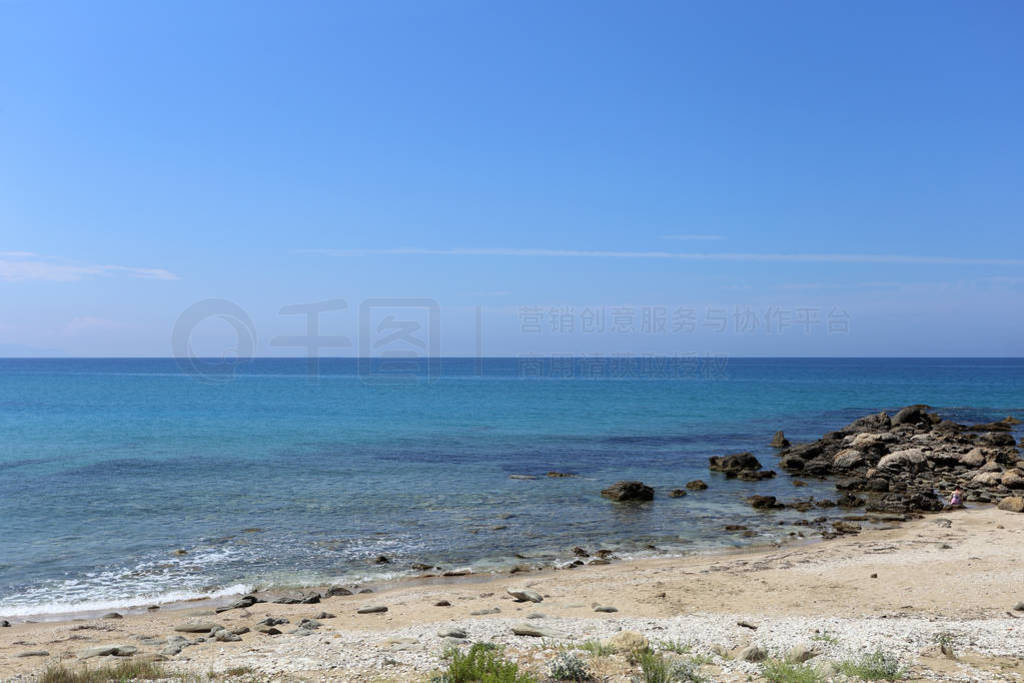Lygia Preveza, Greece - 18 July 2019: The beach and the crystal
