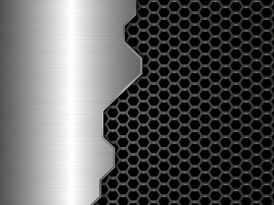 银色和黑色的金属背景蜂窝状抽象矢量图