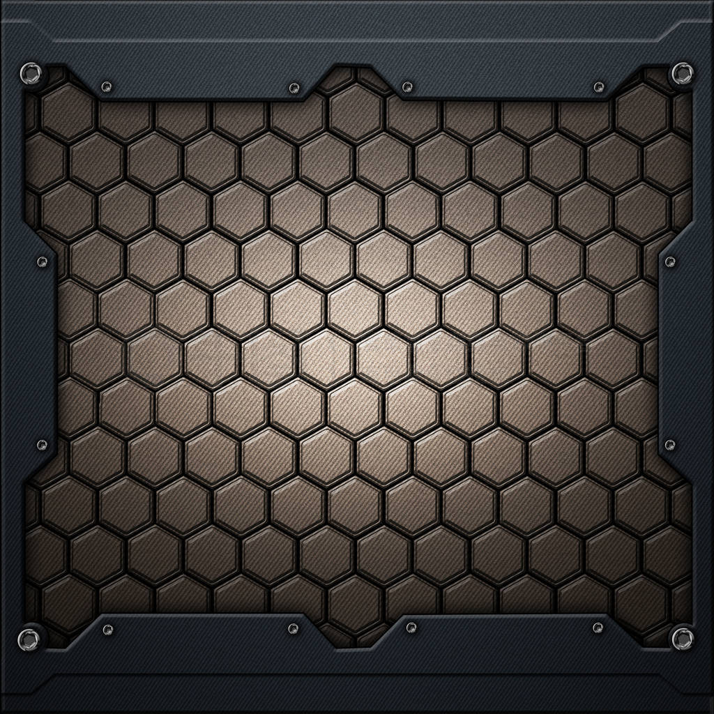 hexagon carbon fiber in dark gray metal frame.