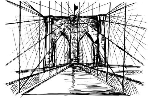 布鲁克林大桥素描图片