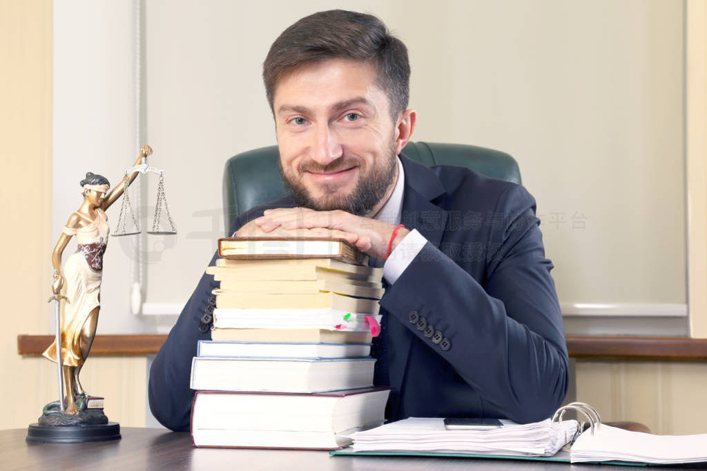 successful lawyer in office sitting at desk. work hard for your