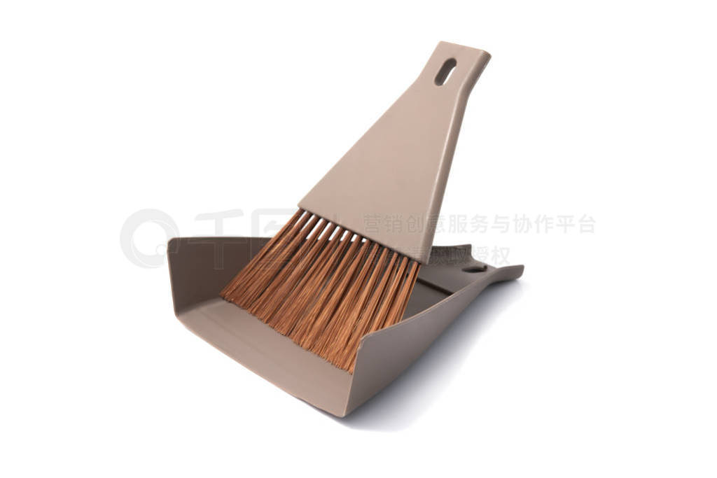 Brown set of brush and dustpan, household cleaning utensil with