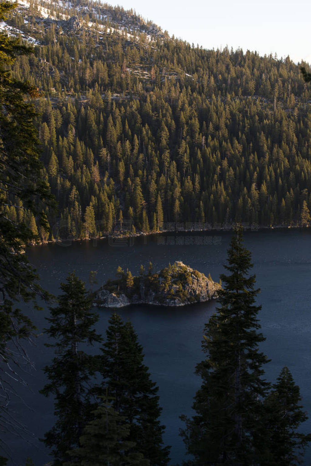 Emerald Bay and Fannette Island at sunrise, South Lake Tahoe, Ca