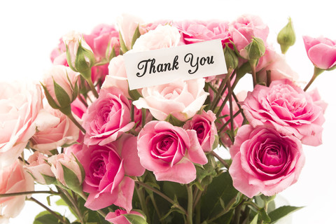 谢谢你的粉红玫瑰花束卡
