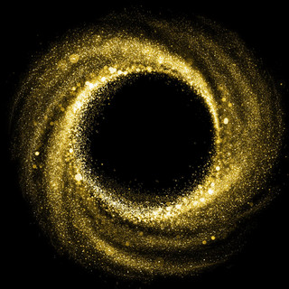 金粒子涡流效应。金色闪光圈转了一圈痕迹
