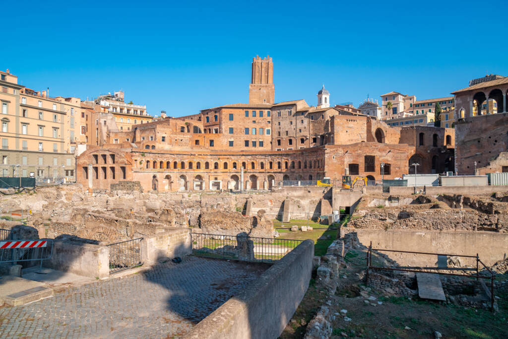 Ancient Trajan's Market, ruins in Via dei Fori Imperiali, Rome,