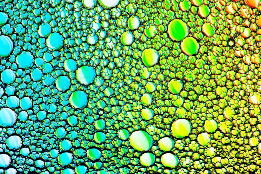 Colorful drops of oil on the water. Circles and ovals. Abstract