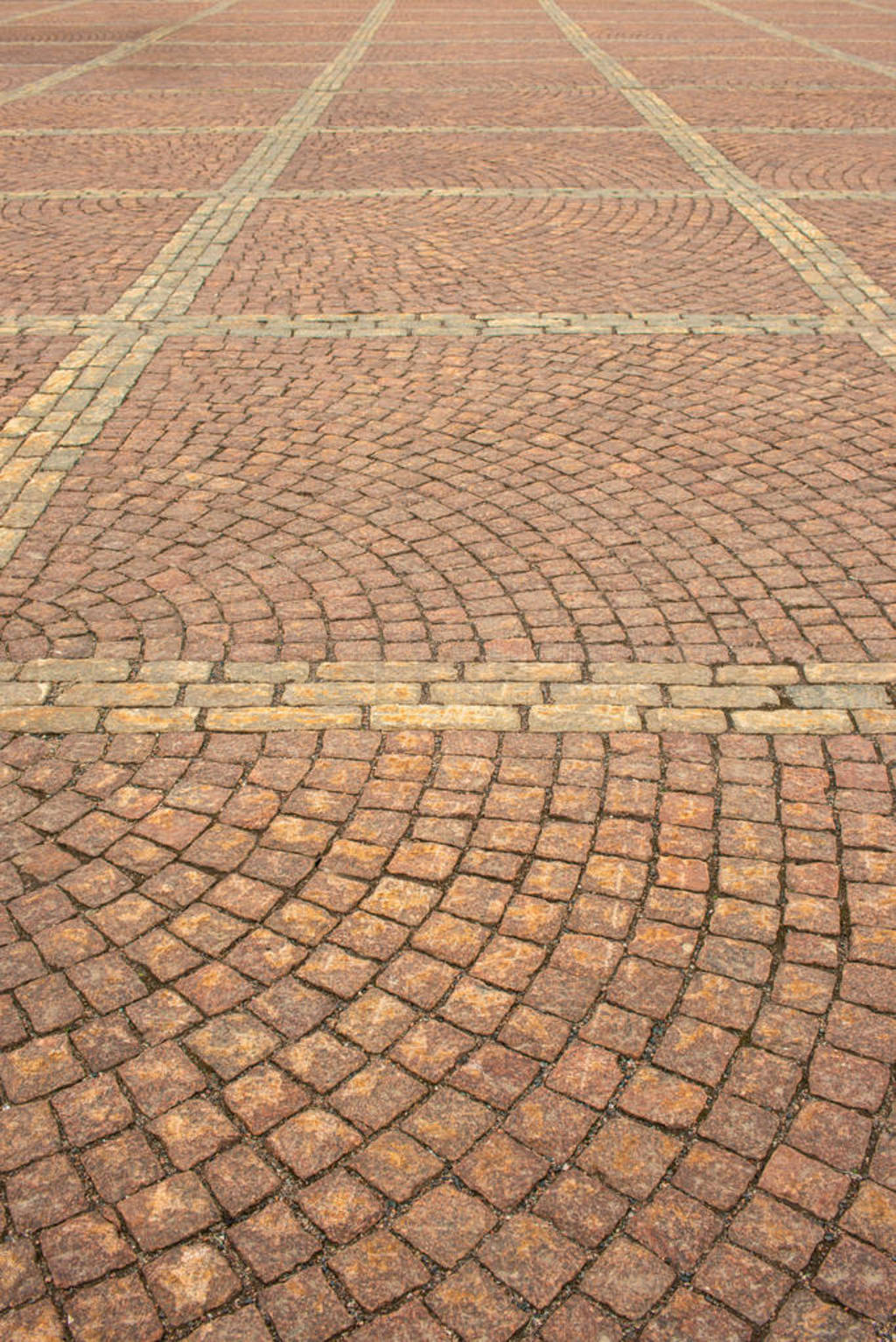A fragment of the sidewalk, lined with colored granite stone in