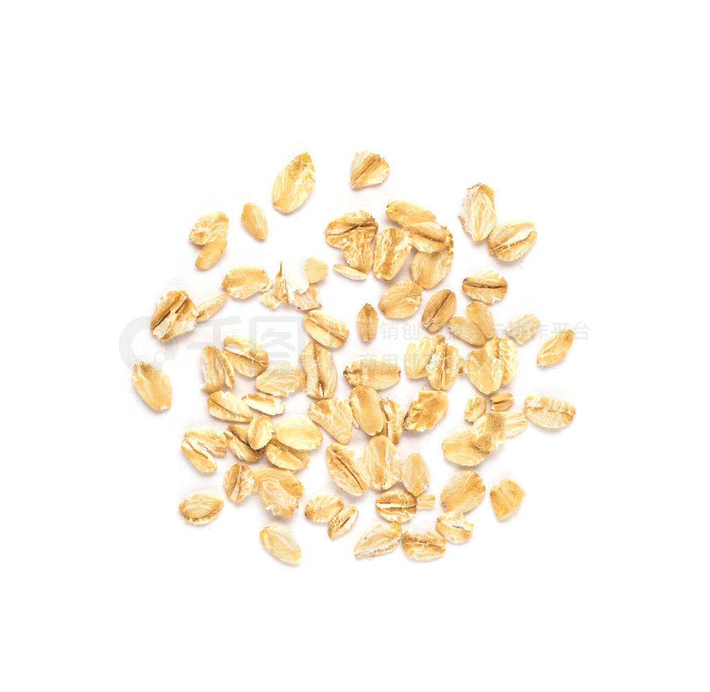 Group of uncooked oat flakes isolated