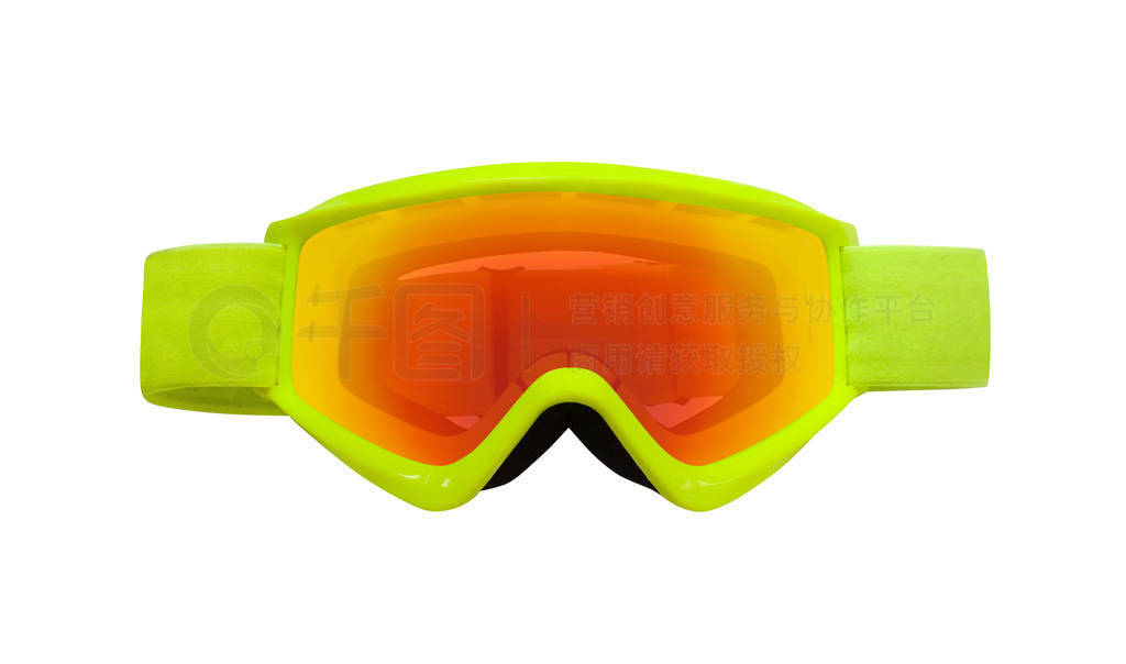 Top view of yellow ski or motocross goggles