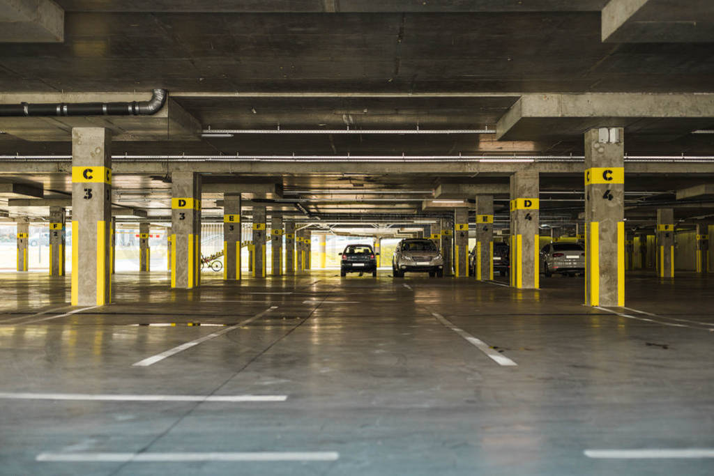 Underground car parking on which cars stand.