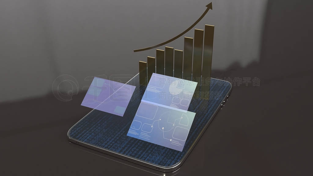 tablet and screen chart for business concept 3d rendering.