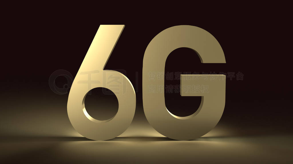 3d rendering 6g text gold surface glow in dark image for mobile