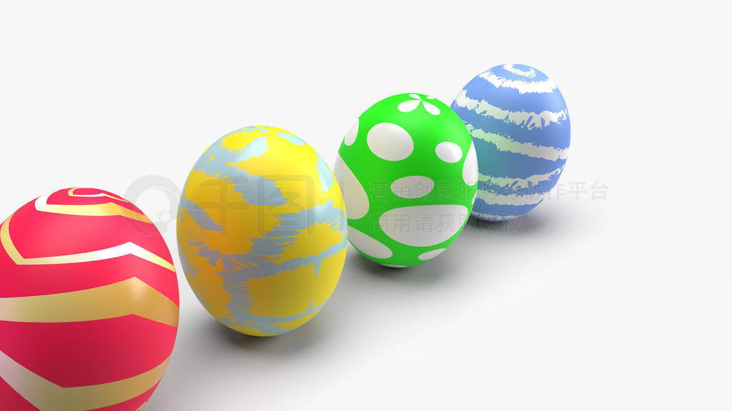 Easter eggs on white background 3d rendering for holiday conten