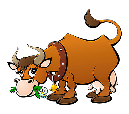 小牛吃草卡通头像图片