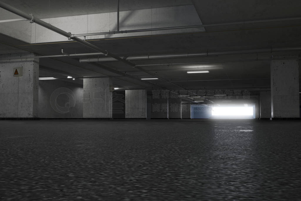 Empty underground parking. 3d render