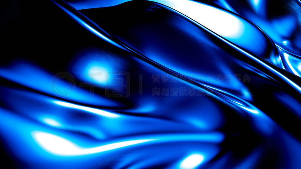 Elegant dark blue background with pleats and curls. 3d illustrat