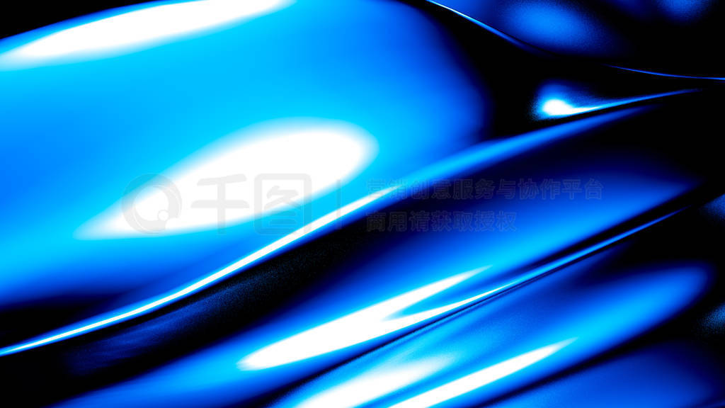 Elegant dark blue background with pleats and curls. 3d illustrat