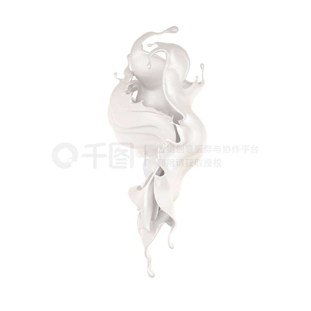 Splash of milk on a white background isolated. 3d illustration,