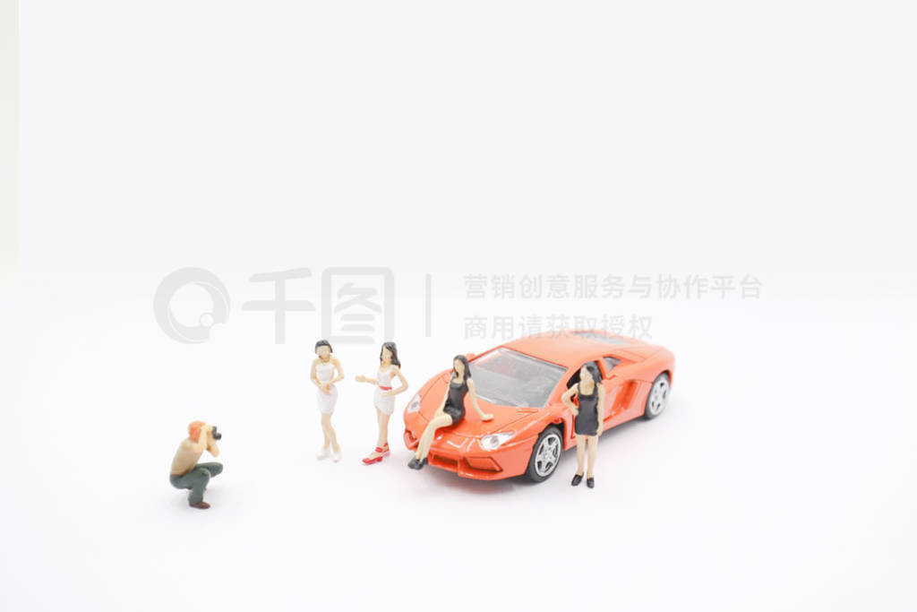 Mini of figure photo the model with car.
